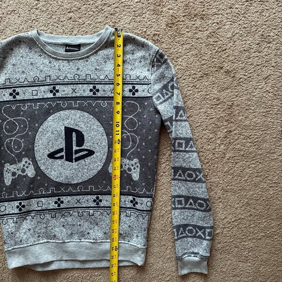 Playstation Sweater Mens Small Crewneck Long Sleeve Grey Pullover Fair Isle - Picture 8 of 10